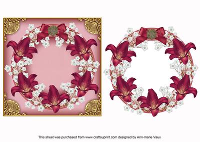 Deep Pink Lillies Pink 3D Ring Shaker Frame