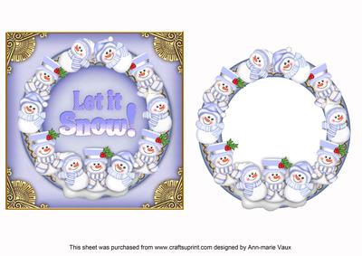 Blue Snowmen Let It Snow! 3D Ring Shaker Frame