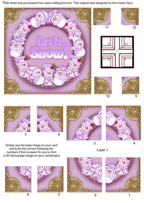 Lilac Snowmen Let It Snow! 5in Quad Corner Stacker