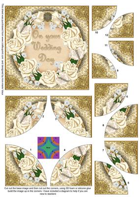 Cream Rose Butterflies Wedding Ring 5in Round Corner Stacker