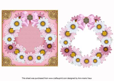 Pale Pink Daisies Plain 3D Ring Shaker Frame
