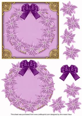 Lilac Poinsettias Plain Decoupage 3D Ring Sheet