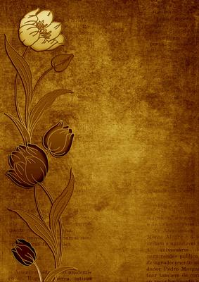 Vintage Gold Tulips Border A4 Backing Paper