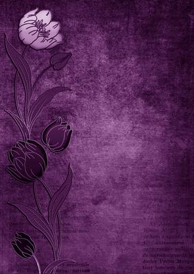 Vintage Purple Tulips Border A4 Backing Paper