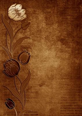 Vintage Tea Original Tulips Border A4 Backing Paper