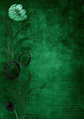 Vintage Green Tulips Border A4 Backing Paper
