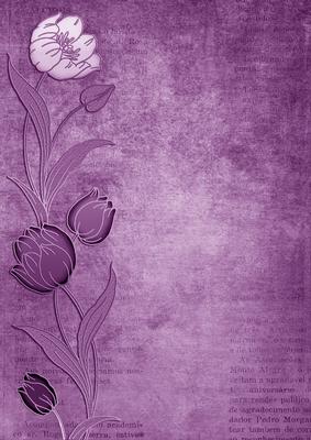 Smokey Lilac Tulips Border A4 Backing Paper