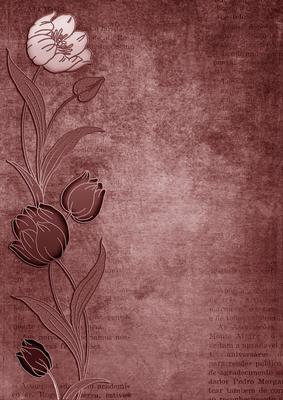 Smokey Pink Tulips Border A4 Backing Paper
