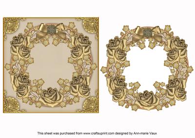 Mid Gold Roses Plain 3D Ring Shaker Frame
