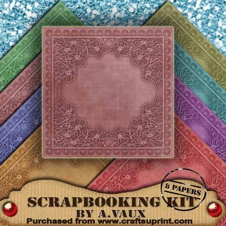 Floral Embossed Mid Pastel 8 Scrapbooking Papers Kit
