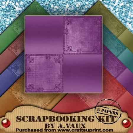 Metallic Quads Mid Tea 8 Scrapbooking Papers Kit