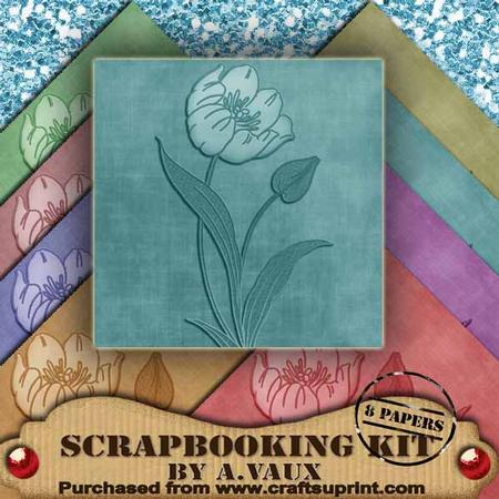 Giant Tulips Mid Pastels 8 Scrapbooking Papers Kit