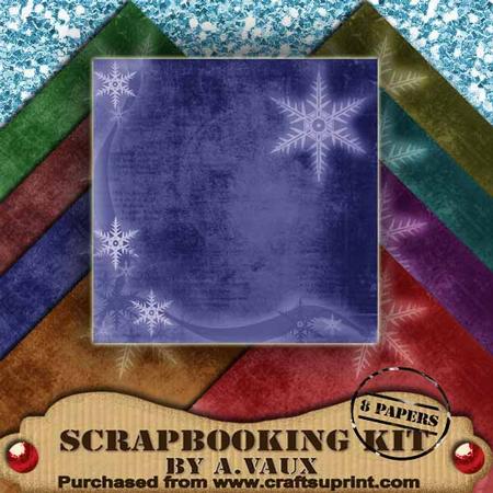 Snowflake Modern Vintage Tea 8 Scrapbooking Papers Kit
