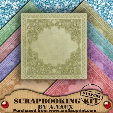Floral Embossed Pastels 8 Scrapbooking Papers Kit