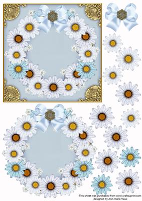 Pale Blue Daisy Plain 3D Ring Decoupage Sheet