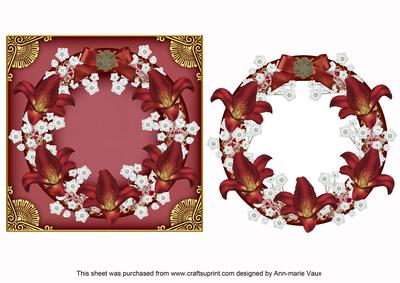 Deep Red Lillies Plain 3D Ring Shaker Frame