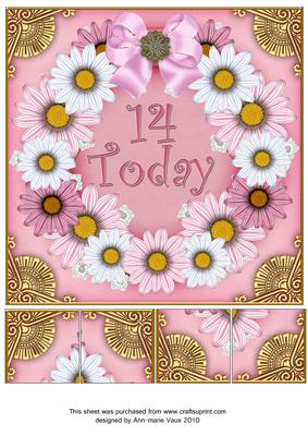 Pale Pink Daisy 14 Today 3D Ring 8in Picture Sheet