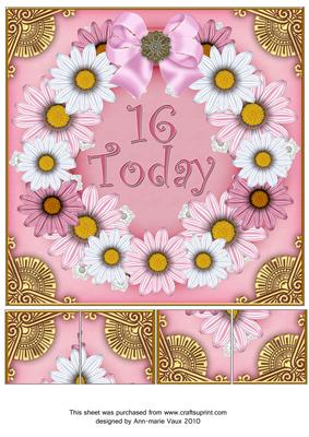Pale Pink Daisy 16 Today 3D Ring 8in Picture Sheet
