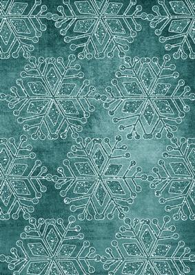 Smokey Teal Vintage Tea Snowflake1 A4 Backing Paper