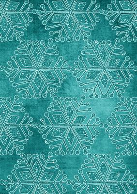 Teal Vintage Tea Snowflake1 A4 Backing Paper