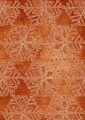 Burnt Orange Vintage Tea Snowflake1 A4 Backing Paper