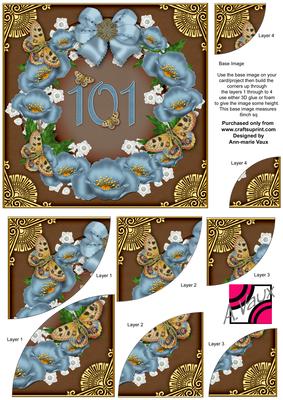 Teal N Choco Poppy 101 Butterfly Ring 6in Duo Corner Stacker