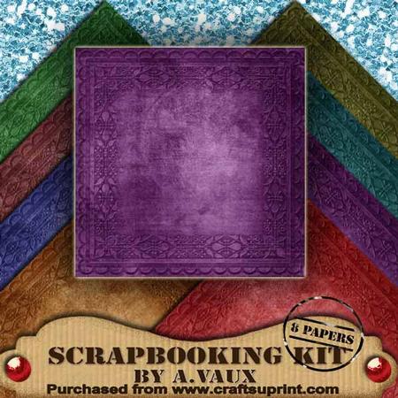 Floral Border Vintage Tea 8 Scrapbooking Papers Kit