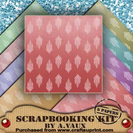 Small Paisley Pastel Tea 8 Scrapbooking Papers Kit