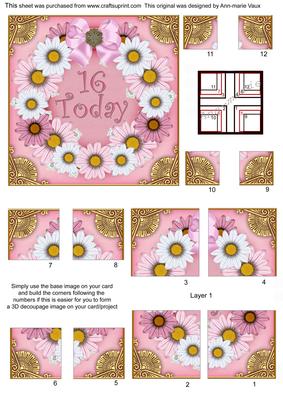 Pink Daisy Ring 16 Today 5in Quad Corner Stacker