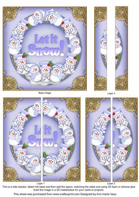 Blue Snowmen Let It Snow!5in Side Stacker