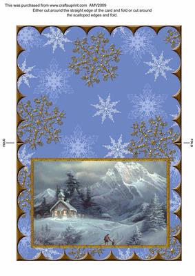Christmas Winter Scene Scalloped Edge Card