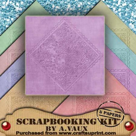 Embossed Daisy Middle Pastel 8 Scrapbooking Papers Kit