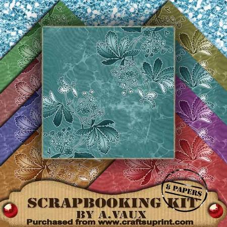Crackle Floral Metallic Corners 8 Scrapbooking Papers Kit