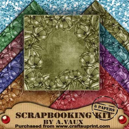 Floral Edge Vintage Tea 8 Scrapbooking Papers Kit