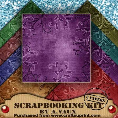 Swirl Edge Vintage Tea 8 Scrapbooking Papers Kit