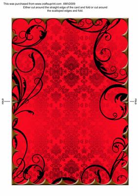 Saucy Red and Black Lace Blank Scallop Card