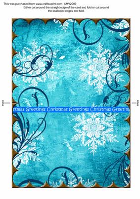 Aqua Snowflake Christmas Scallop Blank Card