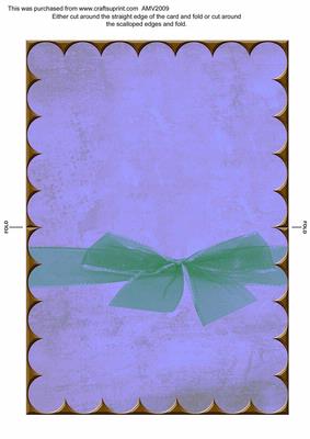 Mid Blue Scalloped Edge Blank Card with Bow