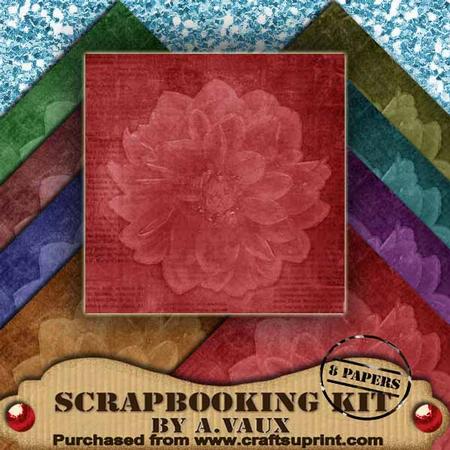 Dahlia Large Vintage Tea 8 Scrapbooking Papers Kit