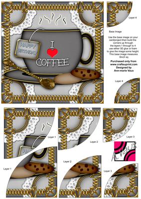 I Love Coffee Birthday Cup 6in Duo Corner Stacker