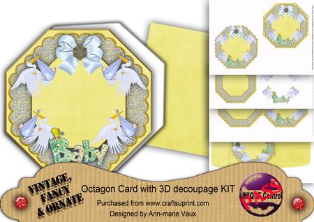 Baby Boy Lemon Lace Octagon Decoupage Card Kit