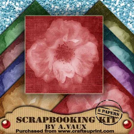 Blushing Rose Vintage Tea 8 Scrapbooking Papers Kit