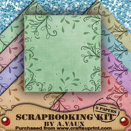 Swirls Edge Pastels 8 Scrapbooking Papers Kit