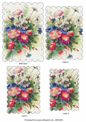 Wildflower Bunch Scallop Edge Pyramid Toppers