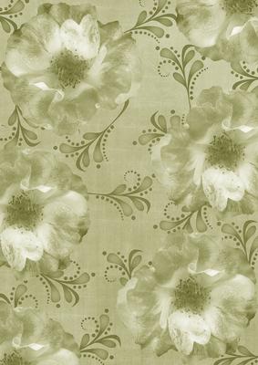 Blossom Swirls Olive A4 Backing Paper