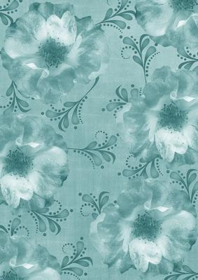 Blossom Swirls Smokey Teal A4 Backing Paper