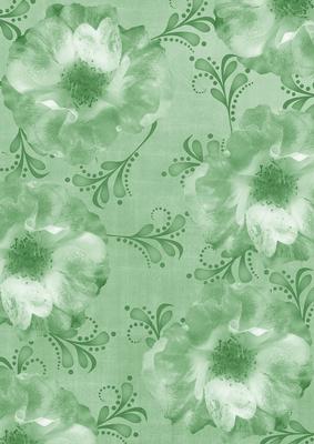 Blossom Swirls Mid Green A4 Backing Paper