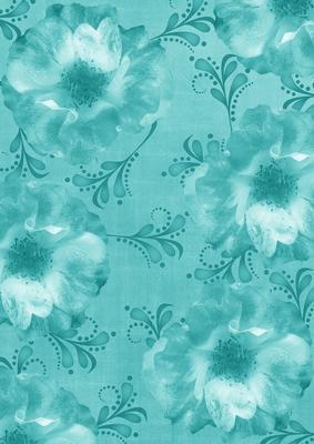 Blossom Swirls Teal A4 Backing Paper