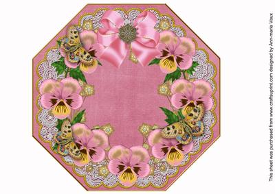 Pink Pansy Lace Octagon 8inch Picture Sheet