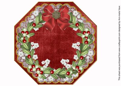 Mistletoe Red Lace Octagon 8inch Picture Sheet
